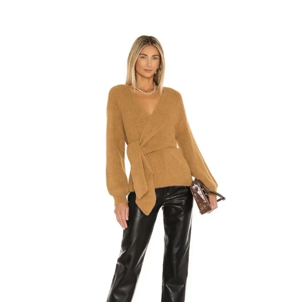 House Of Harlow X Revolve Khalida Wrap Sweater In Burnt Caramel Size XS